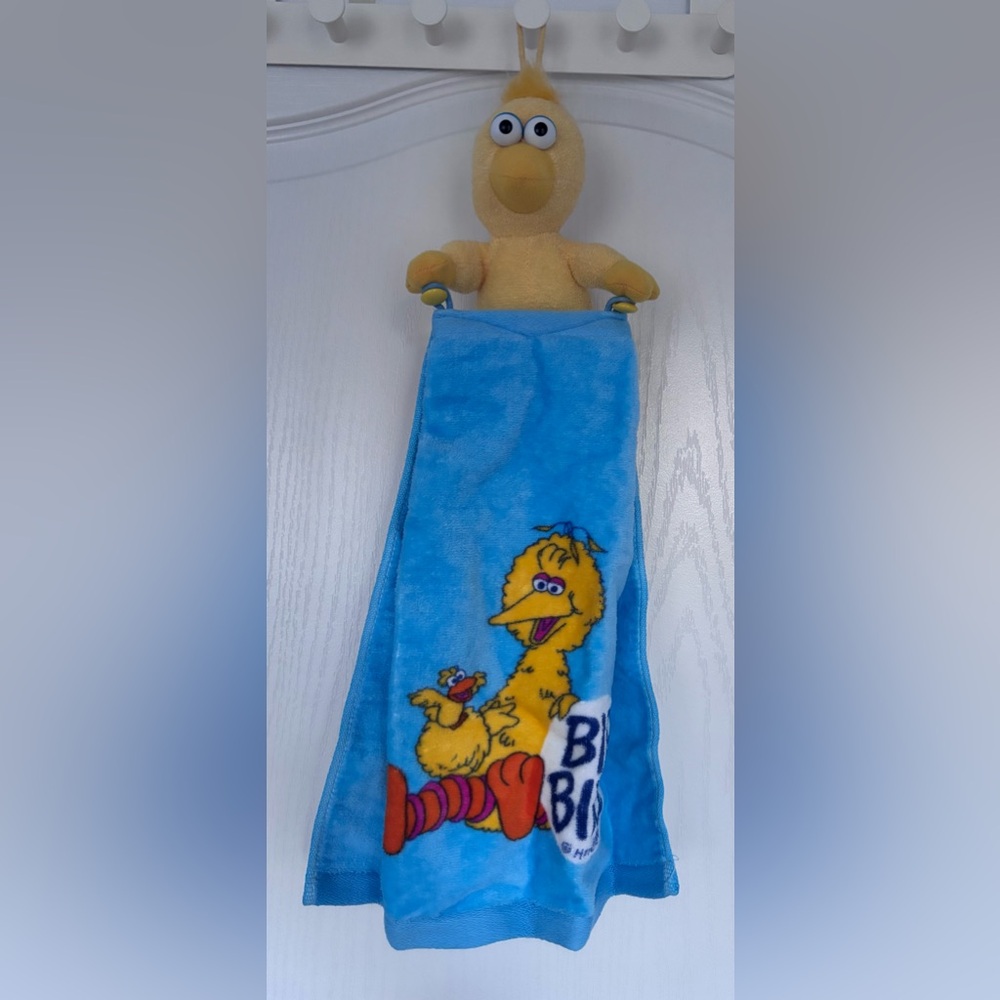 NWOT Sesame Street Blue Hand Towel with Big Bird Design